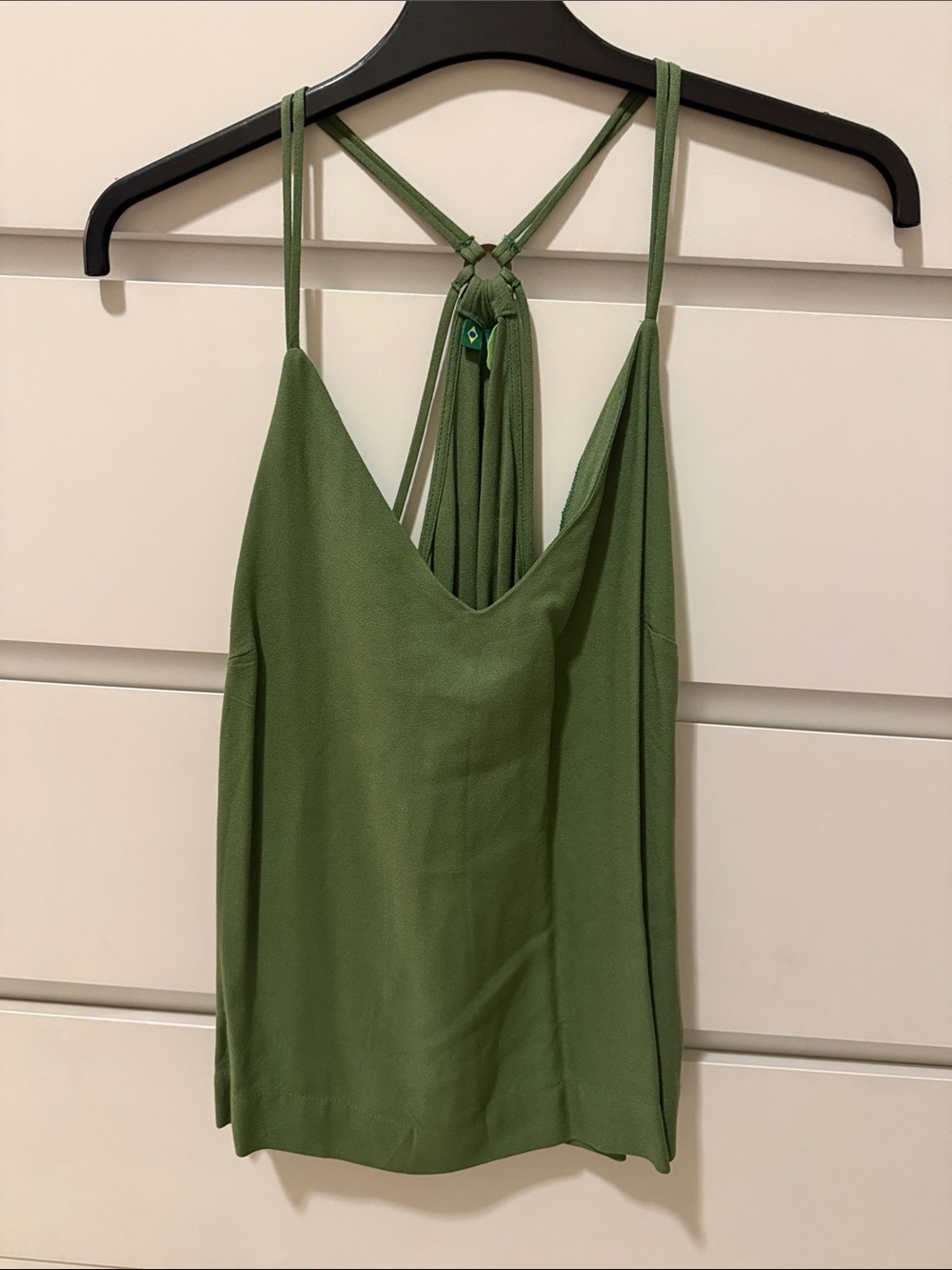 FARM Rio Olive Green V Neck Tank Top - Size XS